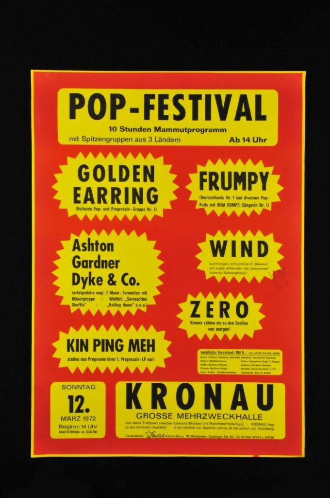 Golden Earring show poster March 12, 1972 Kronau - Mehrzweckhalle